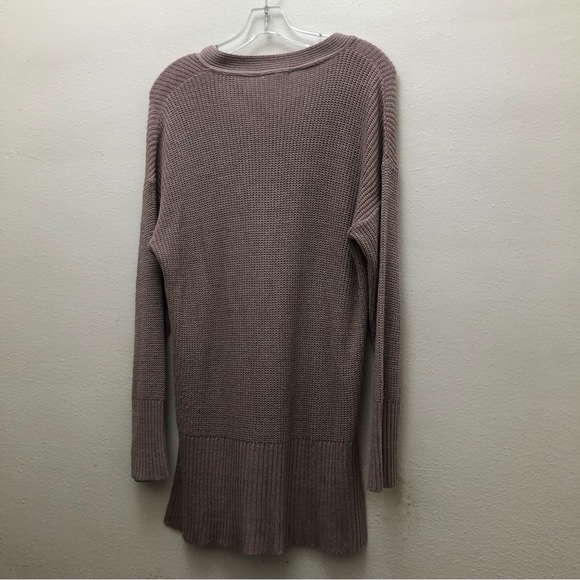 Maurices W S M Rose Pink Knit V-Neck High/Low Hem Sweater with Dropped Shoulders - Picture 3 of 7